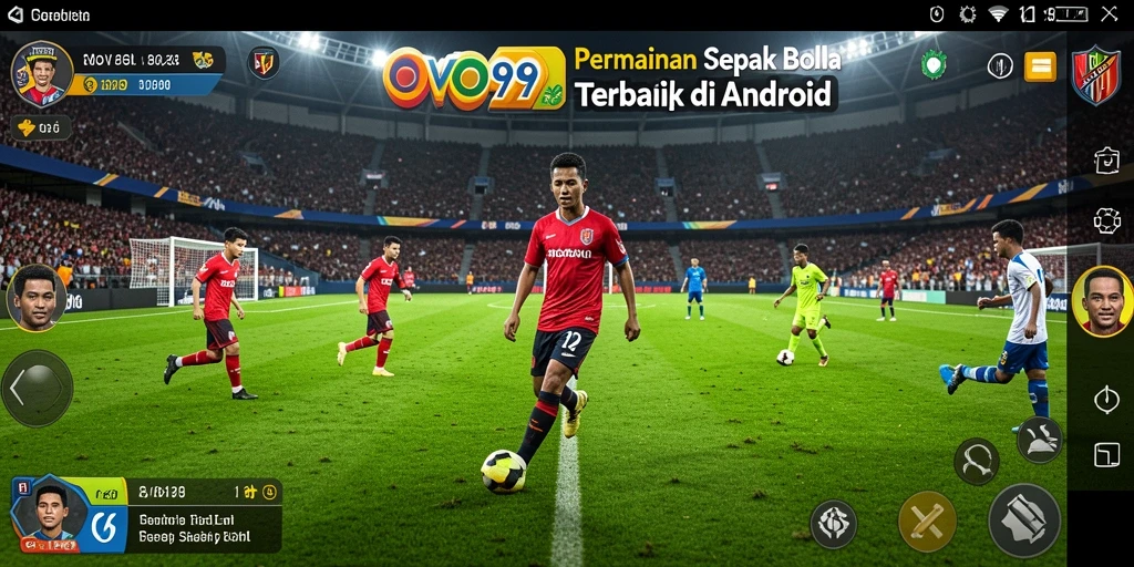 Screenshot yang menampilkan aksi seru dalam permainan sepak bola OVO99.