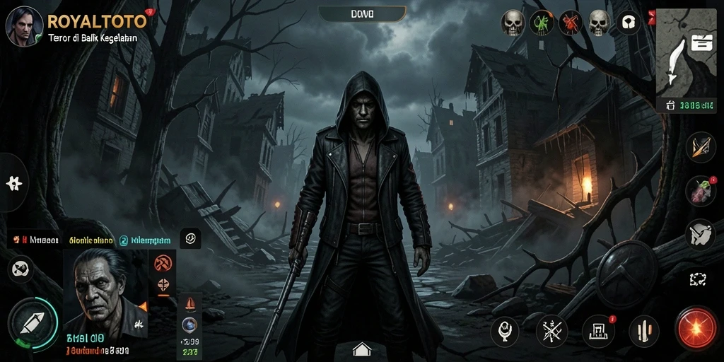 Screenshot ROYALTOTO menampilkan suasana mencekam saat menjelajahi dunia Horror.