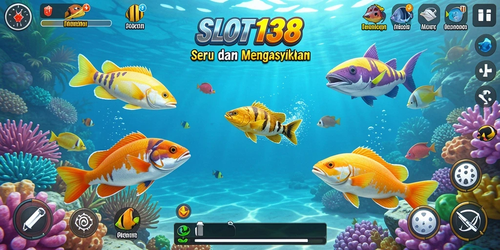 Gameplay seru dalam SLOT138 menembak ikan di bawah laut.