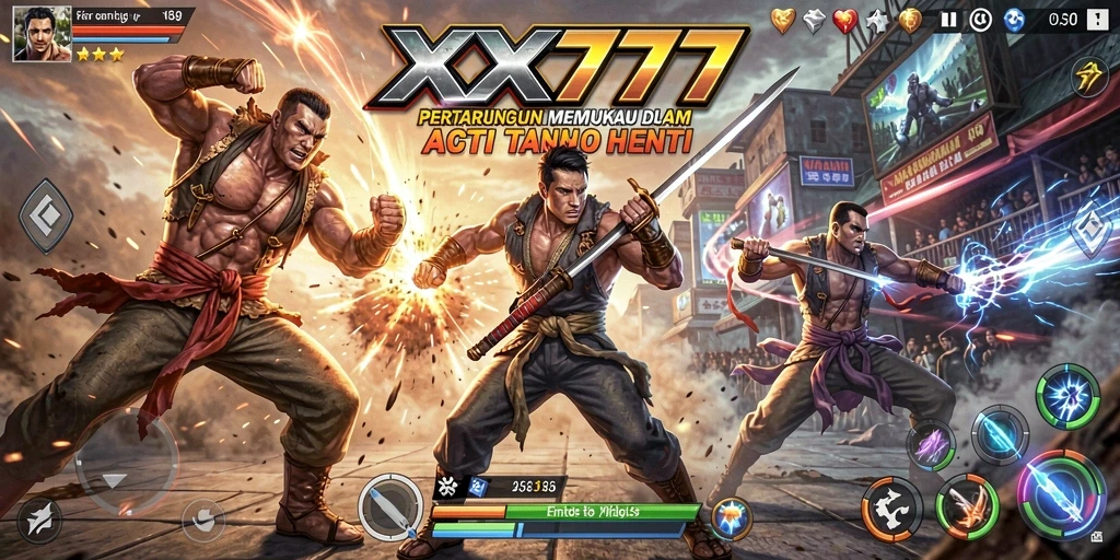 Screenshot menampilkan pertempuran aksi intens di XXX777.