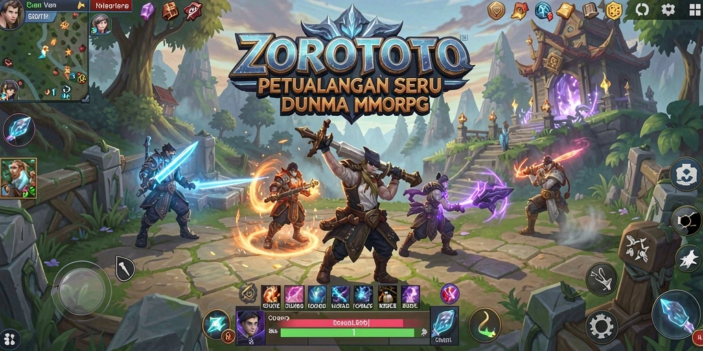 Tampilan screenshot menunjukkan aksinya dalam petualangan MMORPG.